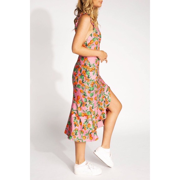 Finder’s Keepers Aranciata Pink Orange Midi Dress - Picture 4 of 5